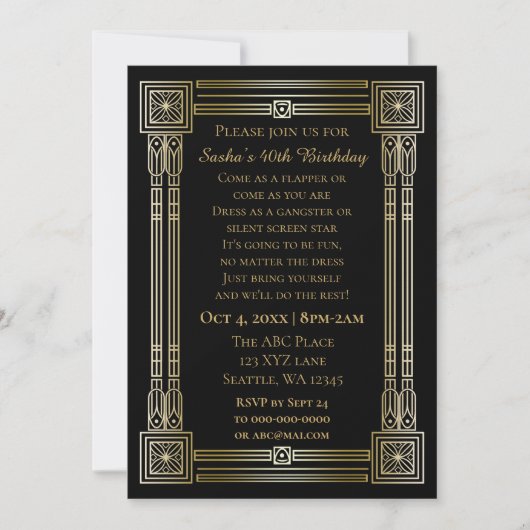 Kunstdeco geweldige gatsby in de 20e eeuw kaart (Voorkant)