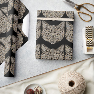 Kunstdeco goud en zwarte Egyptische kat Cadeaupapier