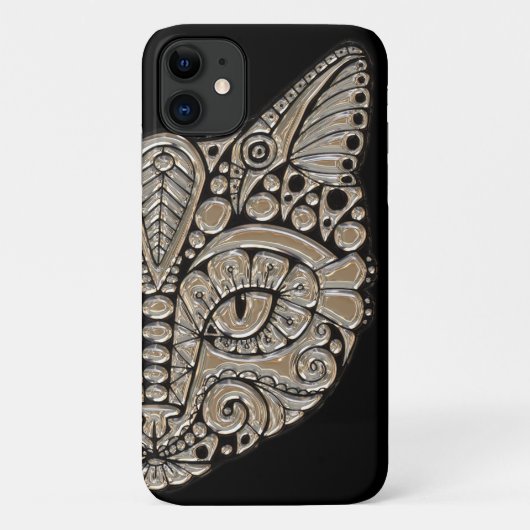 Kunstdeco goud en zwarte Egyptische kat Case-Mate iPhone Case (Achterkant)
