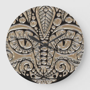 Kunstdeco goud en zwarte Egyptische kat Grote Klok