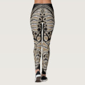 Kunstdeco goud en zwarte Egyptische kat Leggings (Achterkant)