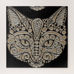 Kunstdeco goud en zwarte Egyptische kat Legpuzzel