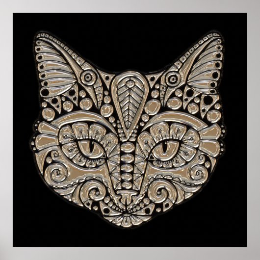 Kunstdeco goud en zwarte Egyptische kat Poster (Voorkant)