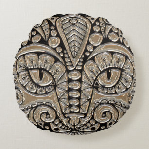 Kunstdeco goud en zwarte Egyptische kat Rond Kussen