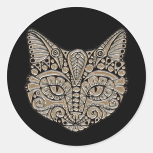 Kunstdeco goud en zwarte Egyptische kat Ronde Sticker