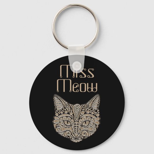 Kunstdeco goud en zwarte Egyptische kat Sleutelhanger (Voorkant)