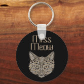 Kunstdeco goud en zwarte Egyptische kat Sleutelhanger (Voorkant)