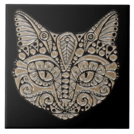 Kunstdeco goud en zwarte Egyptische kat Tegeltje