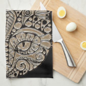 Kunstdeco goud en zwarte Egyptische kat Theedoek (Quarter Fold)