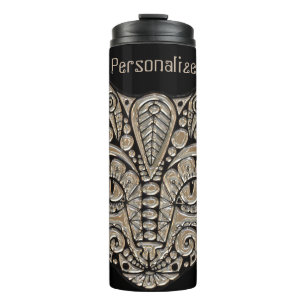 Kunstdeco goud en zwarte Egyptische kat Thermosbeker