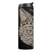 Kunstdeco goud en zwarte Egyptische kat Thermosbeker (Gedraaid links)