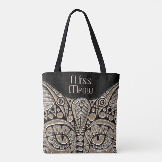 Kunstdeco goud en zwarte Egyptische kat Tote Bag (Achterkant)