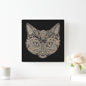 Kunstdeco goud en zwarte Egyptische kat Vierkante Klok (Huis)