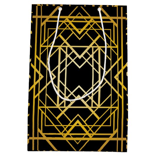 kunstdeco, goud, zwart, , retro, elegant, chic, tr medium cadeauzakje (Achterkant)