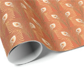 kunstdeco goudpauw-veerpatroon cadeaupapier (Rol Hoek)