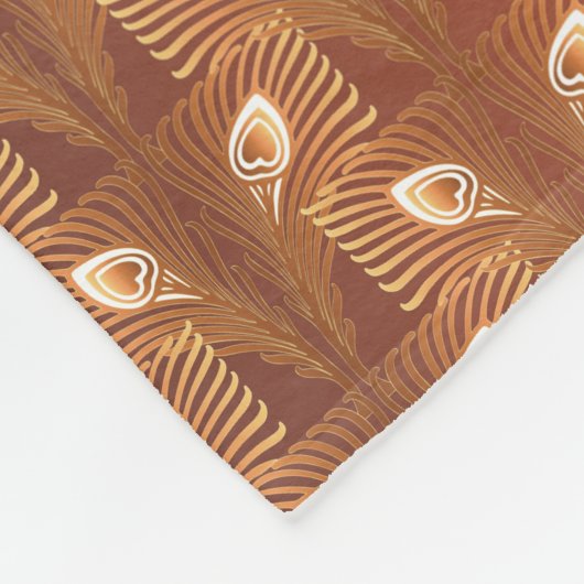  kunstdeco goudpauw-veerpatroon fleece deken (Hoek)