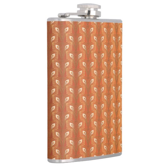 kunstdeco goudpauw-veerpatroon heupfles (Rechts)