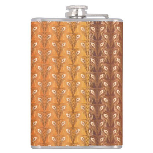  kunstdeco goudpauw-veerpatroon heupfles (Achterkant)