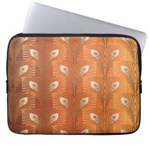  kunstdeco goudpauw-veerpatroon laptop sleeve