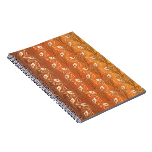 kunstdeco goudpauw-veerpatroon notitieboek (Rechterzijde)