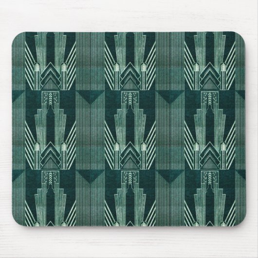 Kunstdeco, Groen, zwart, patroon, art nouveau,  Muismat (Voorkant)