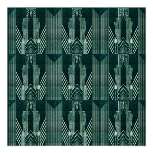 Kunstdeco, Groen, zwart, patroon, art nouveau,  Perfect Poster (Voorkant)