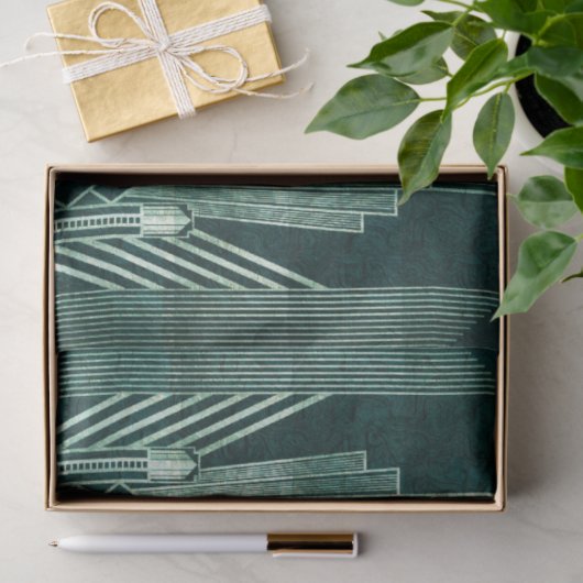 Kunstdeco, Groen, zwart, patroon, art nouveau,  Tissuepapier (Geschenk)