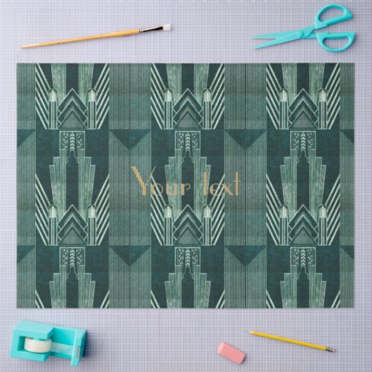 Kunstdeco, Groen, zwart, patroon, art nouveau, Tissuepapier (Craft)