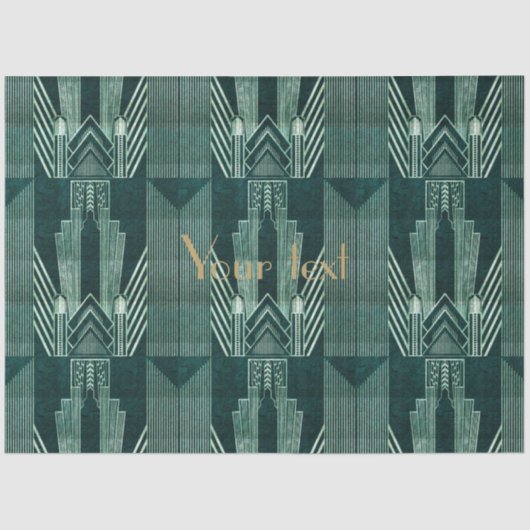 Kunstdeco, Groen, zwart, patroon, art nouveau,  Tissuepapier (Voorkant)