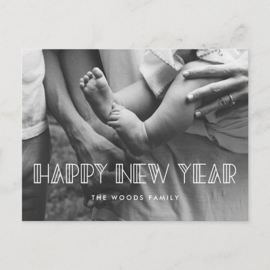 Kunstdeco Happy New Year Holiday foto Briefkaart (Voorkant)