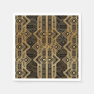 Kunstdeco-haren met een zwart en goudvormig design servet