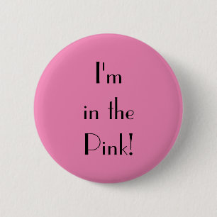 Kunstdeco in de roze tekst ronde button 5,7 cm