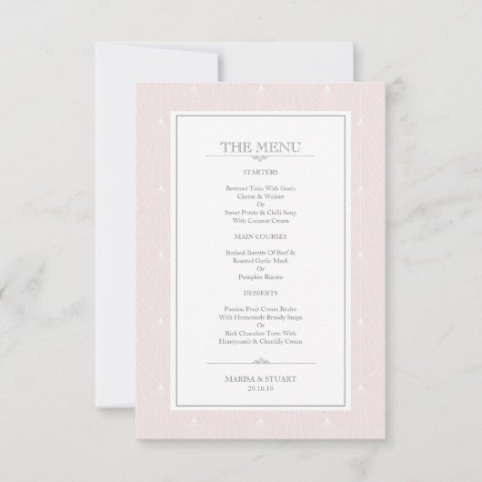 Kunstdeco in het prachtige pastel roze bruiloft kaart (Voorkant)