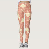 Kunstdeco inspireerde flamingo melon gekleurd leggings (Voorkant)