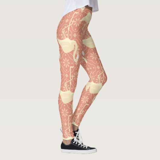 Kunstdeco inspireerde flamingo melon gekleurd leggings (Rechts)