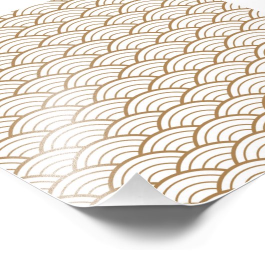 kunstdeco, japans ventilatorpatroon, goud, wit, , foto afdruk (Hoek)