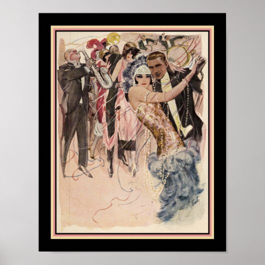 Kunstdeco Jazz/dansers uit 1920 Poster (Voorkant)