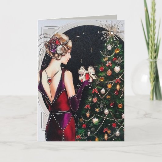 kunstdeco kerstdame  kaart (Voorkant)