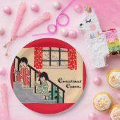 Kunstdeco-kerstkheer uit de jaren dertig papieren bordje (Feest)