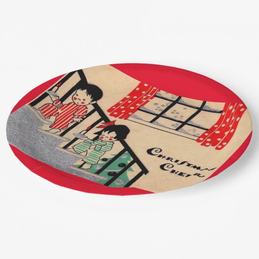 Kunstdeco-kerstkheer uit de jaren dertig papieren bordje (Gekanteld)