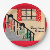 Kunstdeco-kerstkheer uit de jaren dertig papieren bordje (Voorkant)