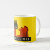 Kunstdeco met flesje-eau-retro-stijl koffiemok (Voorkant rechts)