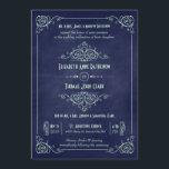 Kunstdeco Mint & Navy Blue Chalkboard Kaart<br><div class="desc">Eenvoudige,  elegante trouwuitnodigingen met dunne,  fancy draden die doen denken aan een  kunstdecoontwerp en verse groene munt tegen een blauw marinekaart met textuur.</div>