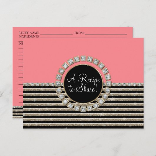 Kunstdeco Moderne horizontale strepe glitter Briefkaart (Voorkant / Achterkant)