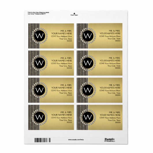 Kunstdeco Moderne horizontale strepe glitter Etiket (Full Sheet)