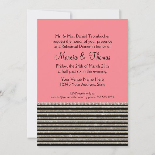 Kunstdeco Moderne horizontale strepe glitter Kaart (Achterkant)