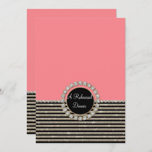 Kunstdeco Moderne horizontale strepe glitter Kaart (Voorkant / Achterkant)