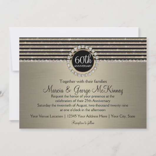 Kunstdeco Moderne horizontale strepe glitter Kaart (Achterkant)