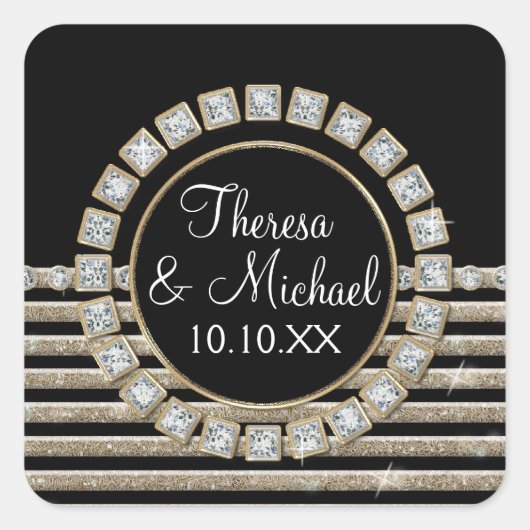 Kunstdeco Moderne horizontale strepe glitter Vierkante Sticker (Voorkant)