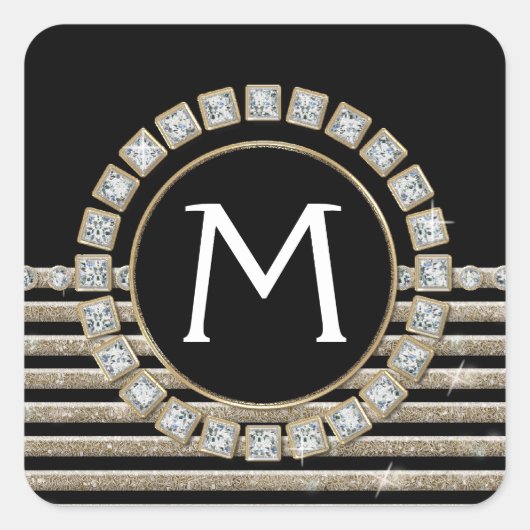 Kunstdeco Moderne horizontale strepe glitter Vierkante Sticker (Voorkant)